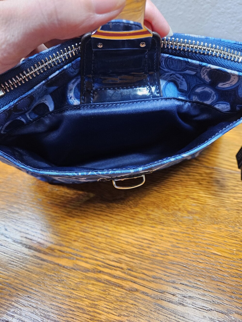 Coach Poppy Denim Print Swing Pack - Picture 9 of 15